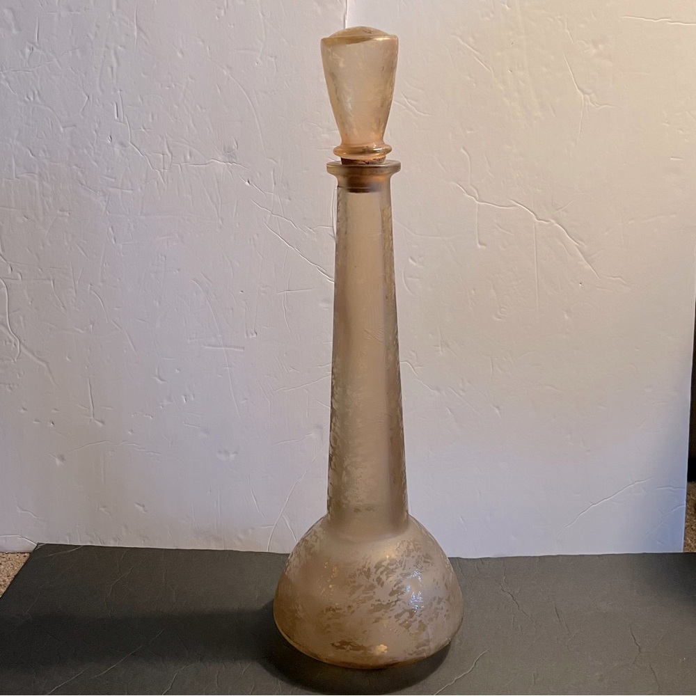 Tan Glass Decanter with Stopper 20” Tall